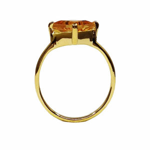 Bague en argent sterling 925 plaqué or Citrine pierre précieuse tenue quotidienne breloque forme carrée bague unisexe - Product Image 5
