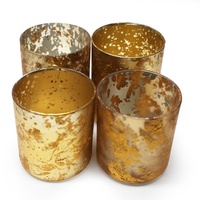 Glitzer-Goldrand Glas-Kerzenhalter - Funkelnder Leerer Votivhalter für Hochzeits- & Partydekoration, Brautjungfern-Geschenk, Champagnerglas