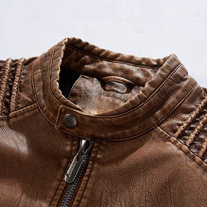 Dernière conception confortable 2025 haute qualité en peau de mouton col rabattu hommes mode veste en cuir avec manches complètes - Product Image 4