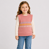 Pull sans manches tricoté personnalisé pour bébés filles, pull-over pour enfants, gilet pull à étoiles pour enfants, en promotion
