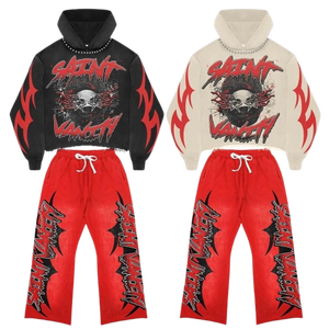 Ensemble de survêtement unisexe personnalisé pour la rue, jogging, lavage à l'acide, 3D pour Y2K, ensemble de sweat-shirt à fermeture éclair - Product Image 3