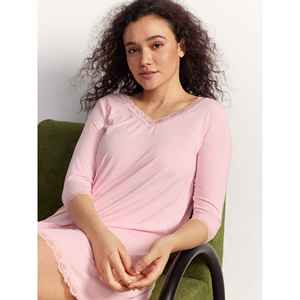 Conjunto de Pijama Premium para Mujer, Camisón de Manga 3/4, Cuello Redondo, Bambú, Elástico, Personalizable, Ropa de Dormir, Vestido de Noche - Product Image 3