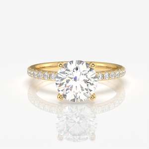 Anillos de Moissanita con Corte Redondo y Diamantes Engastados en Plata de Ley, Elegantes Anillos de Moissanita con Bisel - Product Image 1