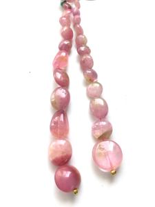 ทัวร์มาลีนสีชมพูอ่อนธรรมชาติ แบบเรียบ 2 เส้น สำหรับทำเครื่องประดับอัญมณ์ - Product Image 2