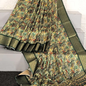 Hermosos Saris de Fiesta para Mujer en Viscosa Khadi, Yute y Seda Suave con Materiales Reciclados - Product Image 1