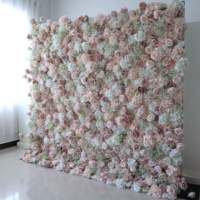 Kunstbloemenwandpaneel Premium Zijden Bloemige Achtergrond Rolbare Doek Bruiloftdecoratie Podiumdecoratie Achtergrond Groothandel