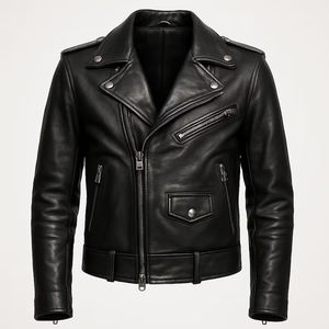 Premium OEM chaqueta de cuero hecho a medida para los hombres de moda Slim Fit Biker estilo a granel al por mayor marca del proveedor - Product Image 1