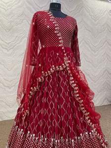 Robe longue de soirée de qualité supérieure, vêtement de créateur, fausse broderie Georgette, séquence de travail, Anarkali, pour femmes, grossiste de Surat - Product Image 2