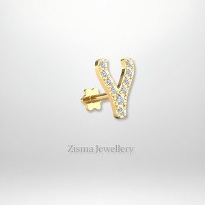 Luxury Horse Shoe Piercing <b>Stud</b> Earrings 14K Gold Real and Lab Grown Diamonds VVS Clarity DEF Color Customizable IGI Certified - Product Image 6