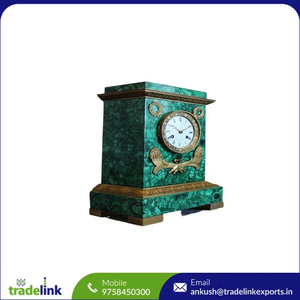 Malachite Metal and Resin Alarm Clock Creative Retro-Style Wall Decorative <b>Watch</b> for Home Use Handmade Antique Luxury - Product Image 2