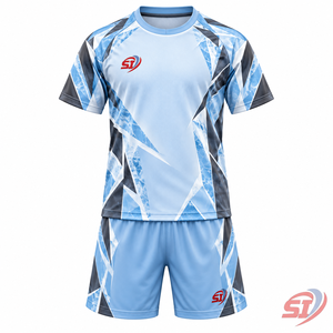 Uniforme de Fútbol Personalizado para Niños, Jersey y Pantalones Cortos Glacier Fragment, Secado Rápido, 100% Poliéster, Cuello en V, Ligero, Fabricante de Equipaciones - Product Image 1