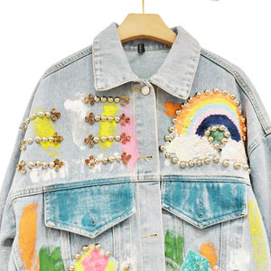 Printed Loose Fit <b>Denim</b> <b>Jacket</b> Casual Streetwear Fashion Outerwear Long Sleeve <b>Lightweight</b> Blue <b>Denim</b> <b>Jacket</b> - Product Image 6