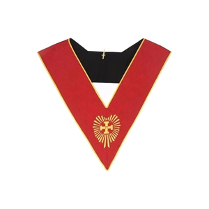 Collier Maçonnique Français Grand Maître des Banquets 30e Degré, Noir Moiré avec Bordures Blanches, Couleur Unie, Brodé, Durable, Régalia - Product Image 4