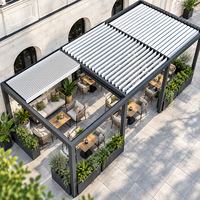 Pergola motorisée rétractable en aluminium, toit à lames orientables imperméable, pare-soleil électrique entièrement automatique pour terrasse arrière-cour