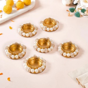 Juego de 6 Portavelas Decorativos de Perlas para Velas de Té, Hechos a Mano, Ecológicos, de Metal, Decoración para el Hogar, Regalos de Navidad y Bodas - Product Image 5