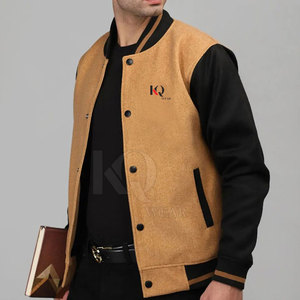 Modern Streetwear <b>Men</b> Stand Collar Front Logo Letterman <b>Jacket</b> Casual Outerwear Winter <b>Lightweight</b> Eco-Friendly Soft Fabric - Product Image 2