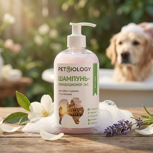 PETBIOLOGY Champú y Acondicionador 2 en 1 para Perros y Cachorros, Cuidado Suave, +3 Meses, 300ml - Product Image 1