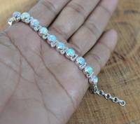 Bracelet de charme en opale d'Éthiopie naturelle de luxe certifiée GIA, en argent sterling 925, réglable, fait main, pierre de naissance d'octobre