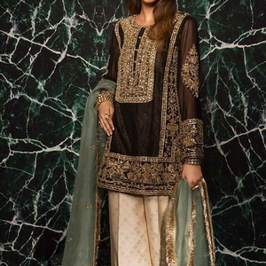 Robe de fête avec broderie épaisse indienne et malaisienne avec brocart, tenue de mariage = NEW--BEAUTIFUL, 2023 - Product Image 1