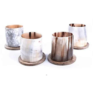 Soporte de vela de cuerno de búfalo de excelente diseño con soporte de latón y borde, pieza de alta calidad de diseñador por Crescent Crafts - Product Image 2