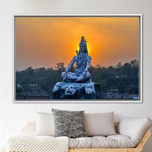 Lienzo impreso con arte budista: decoración de pared con paisaje indio al atardecer, panel elegante para el hogar, 1 pieza: con marco blanco - Product Image 1