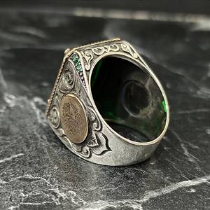 Handmade 925K Sterling <b>Silver</b> Men's <b>Ring</b> with Topaz Green <b>Emerald</b> Gemstone Green Garnet Stone <b>Silver</b> Green Jewelry G - Product Image 6