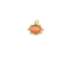 Pendentif en pierre naturelle sculptée 8x12 mm avec plaqué or 18 carats, design artisanal tendance et attrayant - Product Image 2