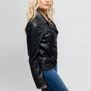 Manches de longueur régulière femmes mode vestes en cuir fermeture à glissière femmes mode vestes en cuir pour adultes - Product Image 3