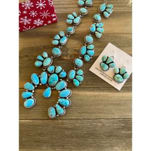 Ensemble de collier en argent sterling avec pierres turquoise et or Sonoran de Jeff James - Product Image 5