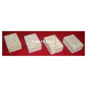 Rectangle Shape Soapstone Carving Jewelry Boxes For Corporate And Gift Purpose Exclusive Handicrafts Item Wholesaler Of Indian - Product Image 1