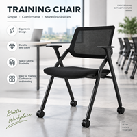 Chaise de formation mobile à dossier en maille avec structure PA+GF et roulettes en PU pour bureau, salle de formation, salle de classe