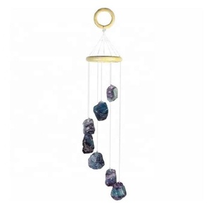 Carillón de viento de piedras naturales, piedras curativas de reiki, multi fluorita, decoración del hogar, carillón de viento - Product Image 5