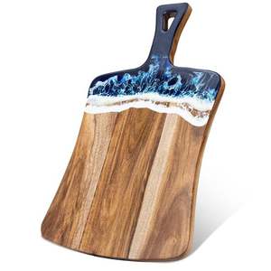 Tablero de charcutería de resina epoxi de madera de acacia de la mejor calidad, mango de madera para desayuno, exhibición de carne, decoración del hogar, artesanías naturales - Product Image 5