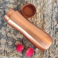 Bouteille d'eau en cuivre pur à 100 %, 1000 ml, logo personnalisé, isolation thermique 12-24 heures, idéale pour les fêtes, boîte cadeau incluse, Inde