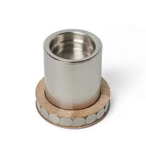 Ensemble de porte-encens en bois fini argent moderne Diffuseur d'encens décoratif de table pour la maison avec look Ramadan Moyen-Orient - Product Image 1
