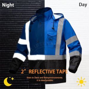Veste de sécurité réfléchissante jaune personnalisée, tissu sergé Oxford, haute visibilité, vêtements de travail de construction, sécurité, imperméable, ANSI - Product Image 6