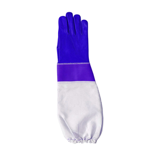 Haute qualité cuir Grain de chèvre longue fermeture élastique toile manchette gants d'apiculture pour apiculteurs gants étanches anti-piqûre - Product Image 5