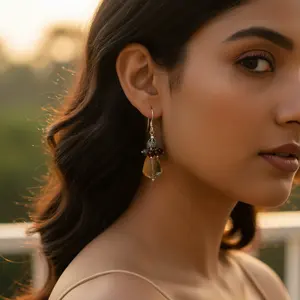 Boucles d'oreilles pendantes en or rose topaze pour femmes, bijoux cadeau en argent 925 - Product Image 2