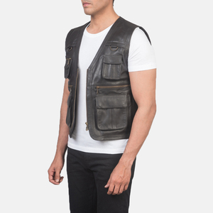 Men Leather <b>Vest</b> Vintage Distressed Brown Genuine Cowhide Sleeveless <b>Vest</b> Moto Lightweight Classic Slim Fit Leather Waistcoat - Product Image 2