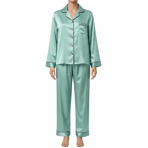 Satin séchage rapide femmes pyjama ensemble doux léger vêtements de nuit à manches longues deux pièces salon ensemble confortable maison vêtements de nuit - Product Image 1