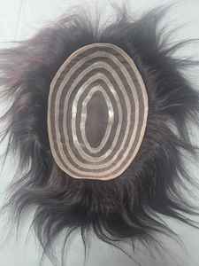 Perruque toupet en dentelle PU pour hommes - Prothèse capillaire en cheveux Remy indiens avec des styles ondulés naturels et raides crépus, poids de 40 à 80 g - Product Image 3