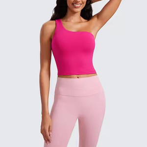 Twill Impex One Shoulder Athletic Crop Top para mujer Tanque de entrenamiento asimétrico para gimnasio, baile, fitness personalizado OEM - Product Image 4