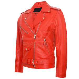 Chaqueta de moto de cuero genuino al mejor precio para hombre, chaqueta de moto de hombre teñida lisa en línea - Product Image 3
