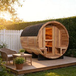 Sauna de Barril para 4-6 Personas, Sauna de Vapor Tradicional de Madera de Cedro Rojo para Exteriores - Product Image 2
