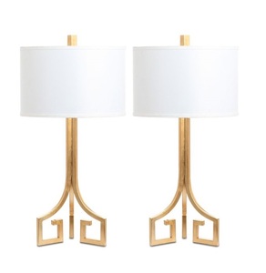 Table de chevet décorative en métal doré avec abat-jour en tissu blanc Lampe de table de chambre à coucher pour le salon - Product Image 6