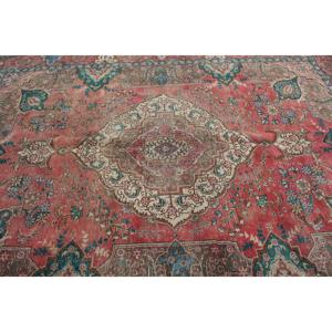 Alfombra Turca Vintage Extra Grande de 7.2x10.1 pies (220x308 cm), Alfombra Roja Ikat - Product Image 4