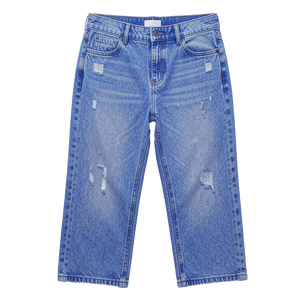 Jeans courts vintage délavés personnalisés pour femme – Coupe décontractée, jambe droite, effet usé, style streetwear, longueur cheville - Product Image 5