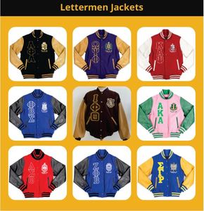 OMEGA PSI PHI Veste universitaire premium 100% coton enduit, respirante, avec coque en soie, style universitaire classique, pour hommes et femmes, en gros - Product Image 5