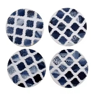 Bleu Designer En Bois et Résine Incrustation Sous-Verre Ensemble Élégant Dessous De Verre pour Table À Manger Décor À La Maison Thé Café Bar Accessoires - Product Image 4