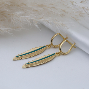 Plume Design émail en gros 925 boucles d'oreilles pendantes en argent fait à la main turc 925 bijoux en argent Sterling - Product Image 1